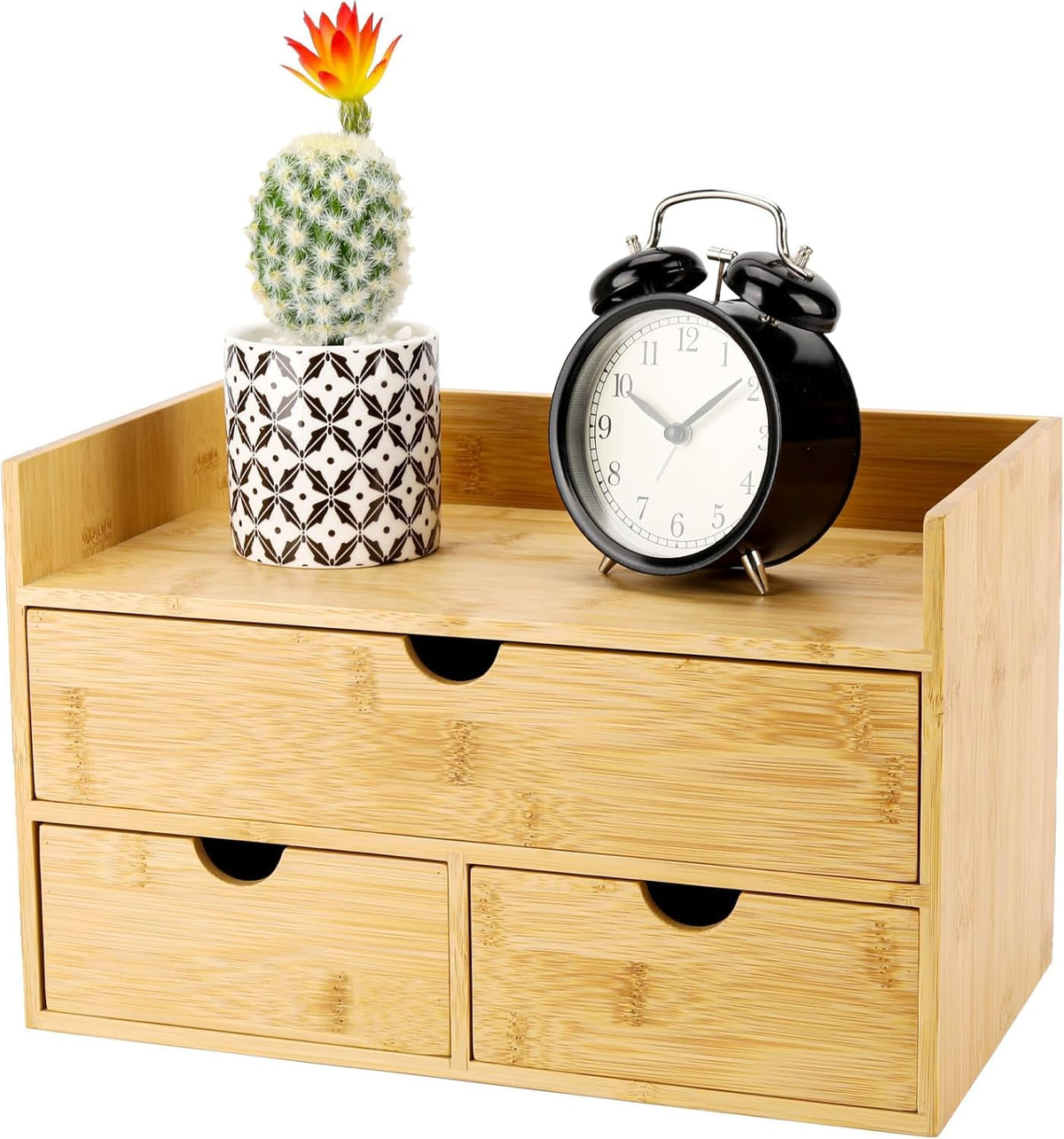Charmewooden Bamboo Desk Organizer with Drawers, Countertop Organizer with Drawers Makeup Storage Drawer 2 Drawers Tabletop Storage Organization Box Home Office Workspace Bathroom Toiletries Supplies