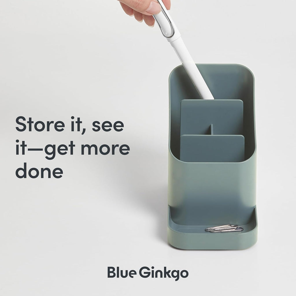 BLUE GINKGO Pen Holder, Desk Organizer, Green, Made in Korea