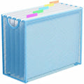 Hanging File Organizer, File Folder Organizer with Handles, Metal Mesh File Crate Storage Box, Letter Size (with 5 Grey Folders)