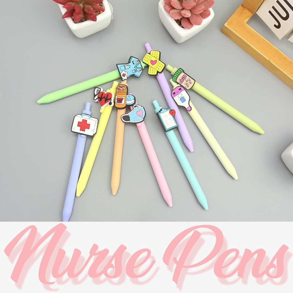 JIZHIYUAN Nurse Pens with Heart, Medicine bottle Designs - Versatile Writing Instruments for CNA, RN, Medical Assistants, Nursing Students | Aesthetic Gel Pen Set Black Ink for School Nurse