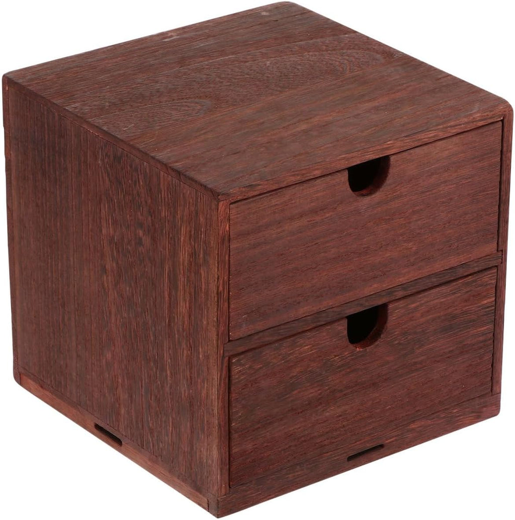 Cabilock Wooden Drawer Organizer, Two-Layer Desktop Storage Box
