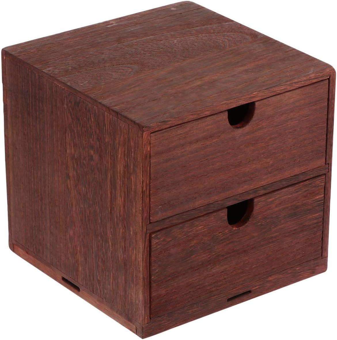 Cabilock Wooden Drawer Organizer, Two-Layer Desktop Storage Box