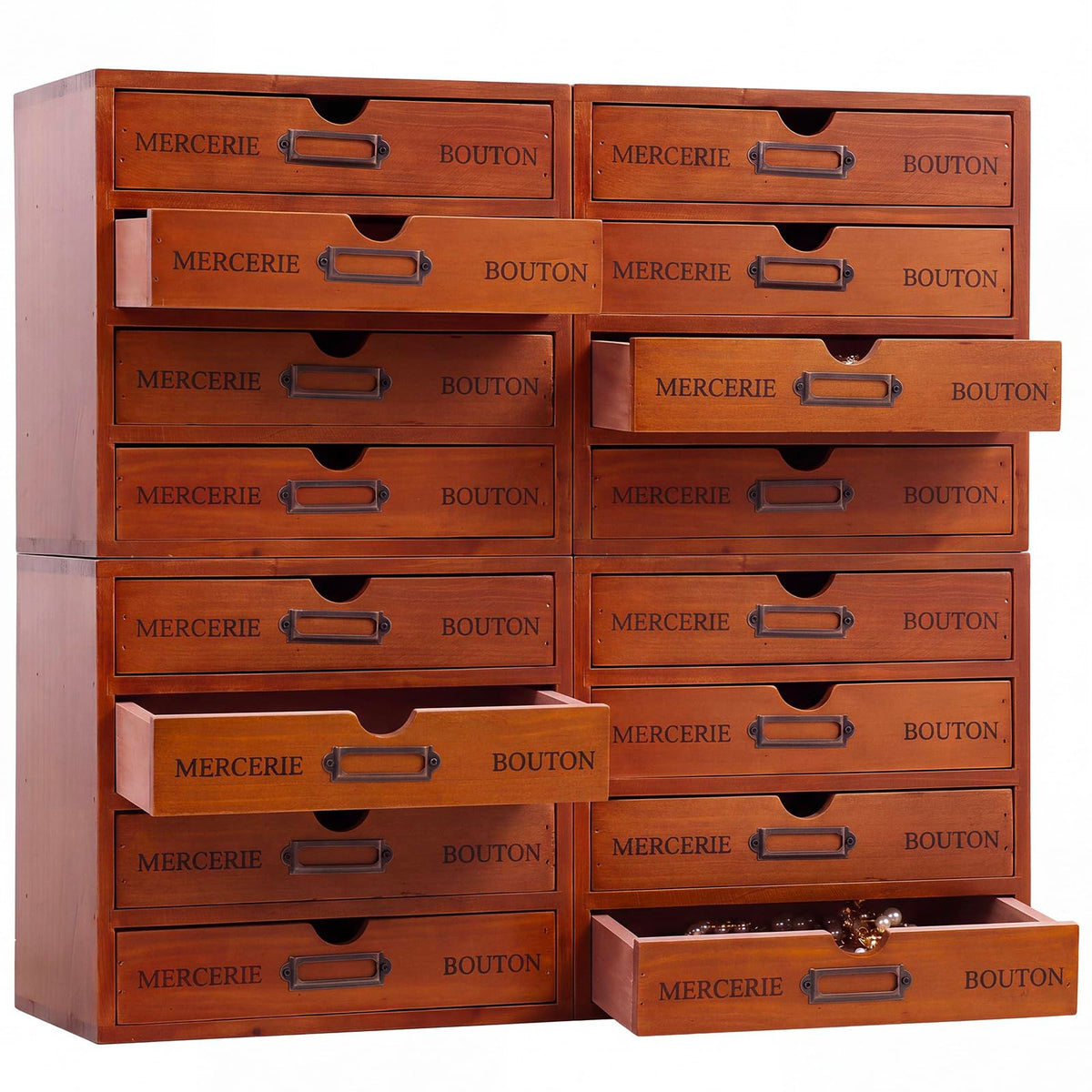 Wesiti Wooden Desk Organizer, 5 Drawers, Vintage Makeup Cabinet, Brown