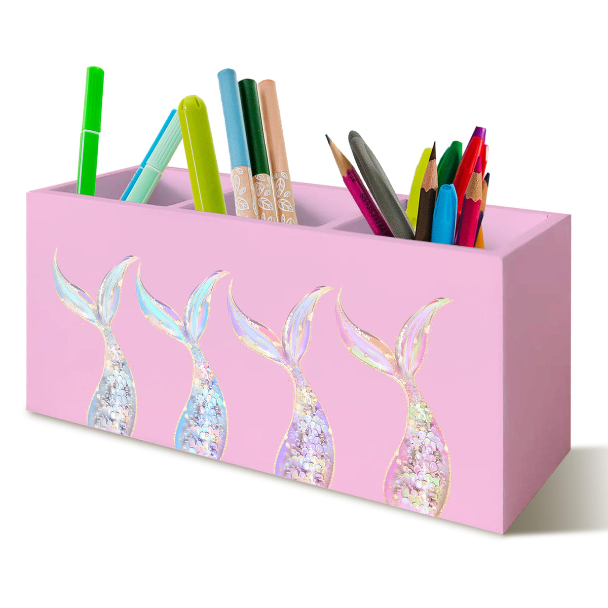 Beach Gifts for Women Men, The Beach Is My Happy Place Pen Holder for Home Office Kitchen Desk Decor, Beach Wooden Pencil Holder Sign Organizer for Home Office Desk Accessories,