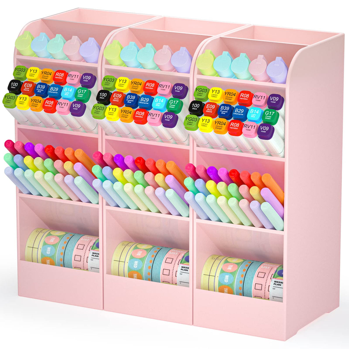 Asten Pen Holder, Pencil Holder for Desk, Pen Organizer (Clear, 3 Pack)