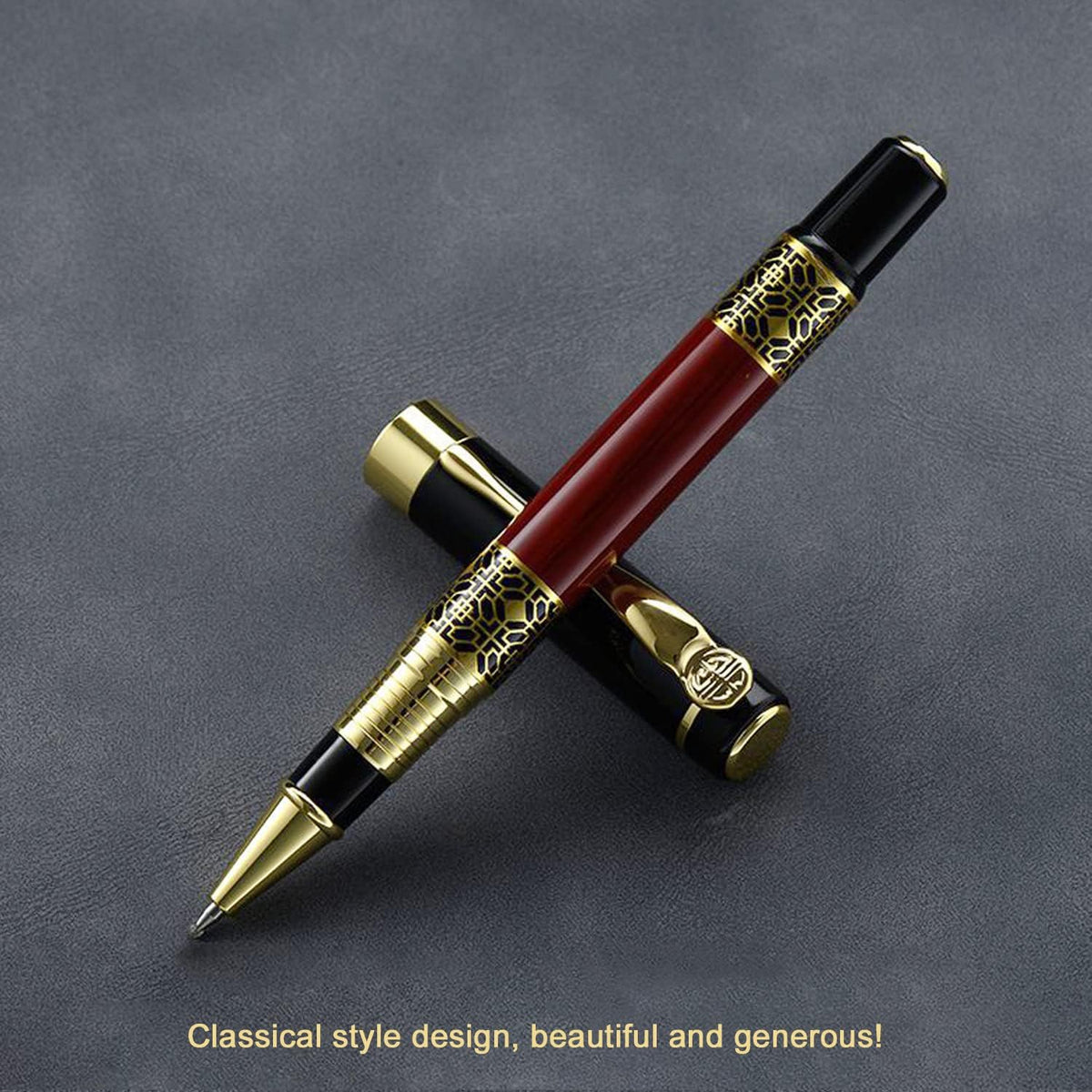 YIVONKA Ballpoint Pen Black Refill,Classical retro style Luxury Pen,Best Ball Pen Gift Set for Men & Women Professional Executive,Office,Nice Pens Classy Gift Box (2 Pack Red)