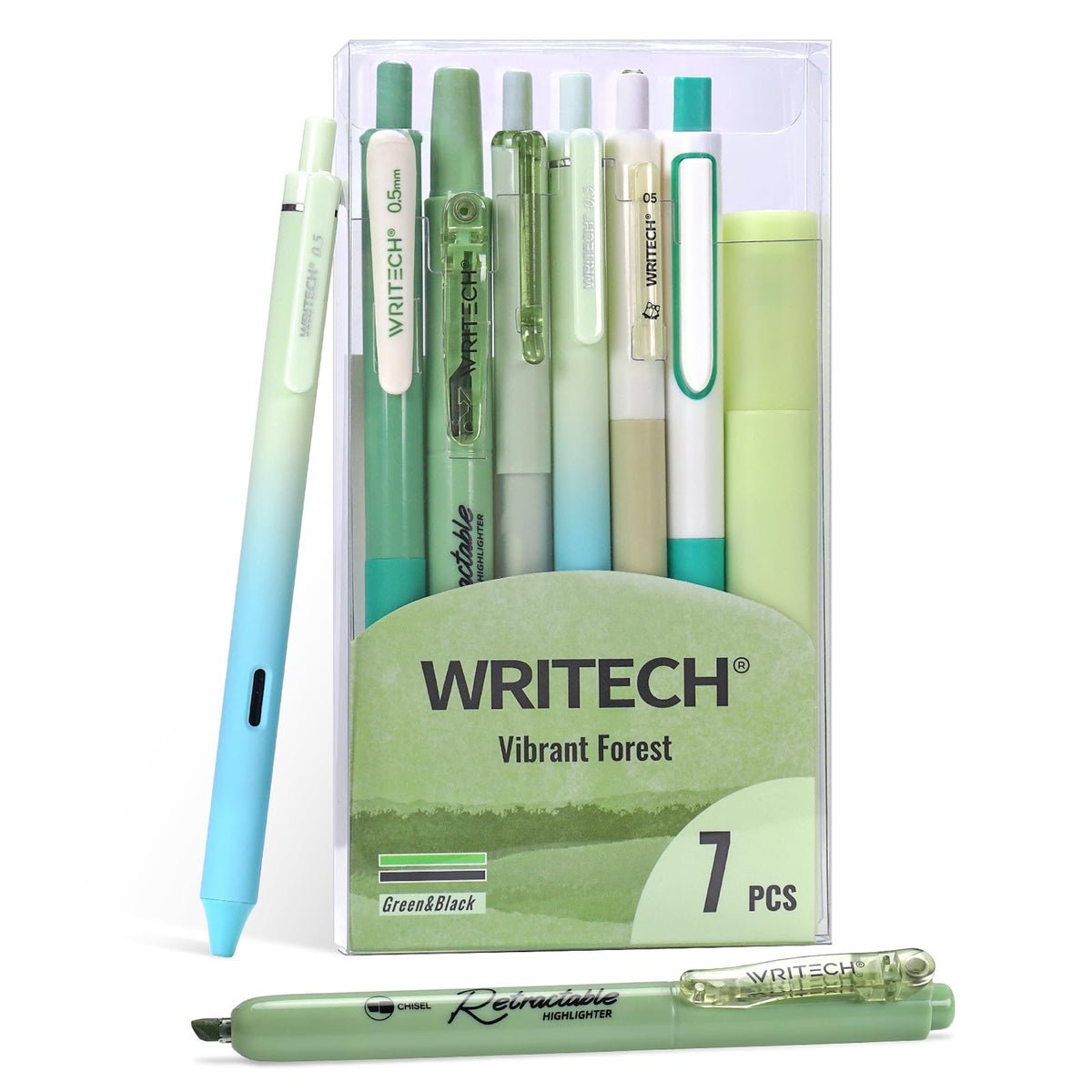 WRITECH Gel Pens Journaling Highlighters: 0.5 & 0.7mm Blue Journal Set 7ct