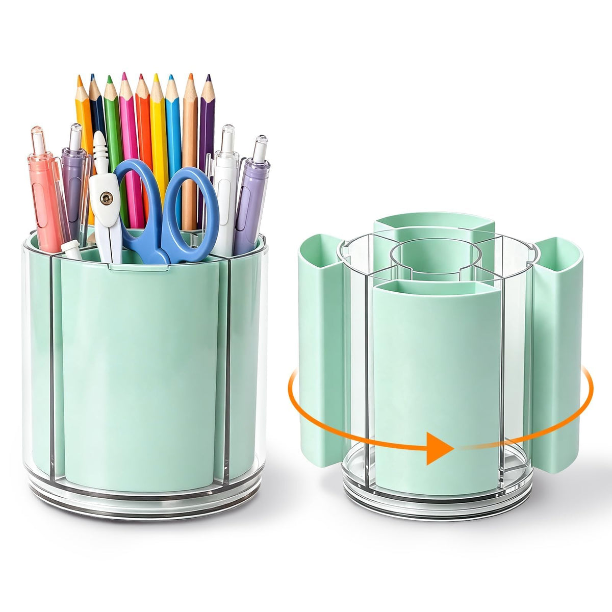 360° Rotating Pen Holder for Desk Adjustable Pencil Organizer, Green