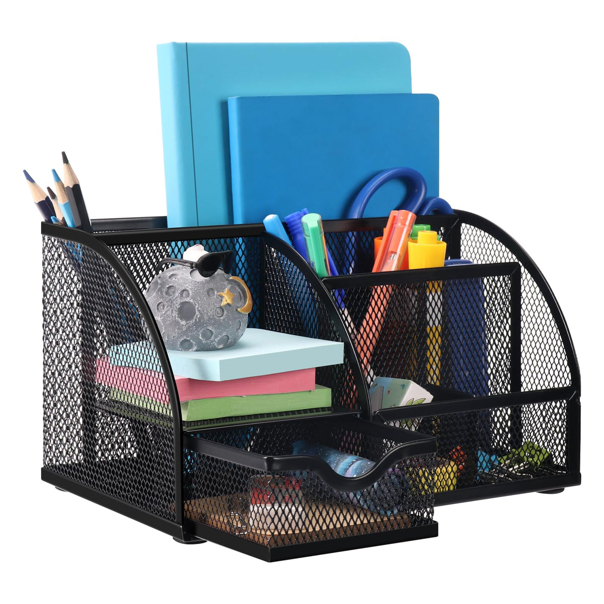 Comix Mesh 360° Rotating Pen Holder, Desk Organizer for Home Office, Black