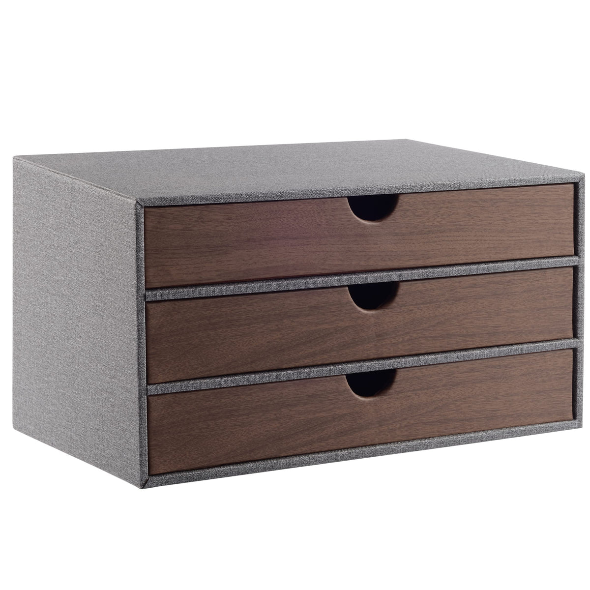 Fashion Multicolor Collocation Leather Desk Organizer File Cabinet Executive Office Supplies Desktop Filing A4 Contract Document Stackable Storage Box with 3 Drawers (Black)