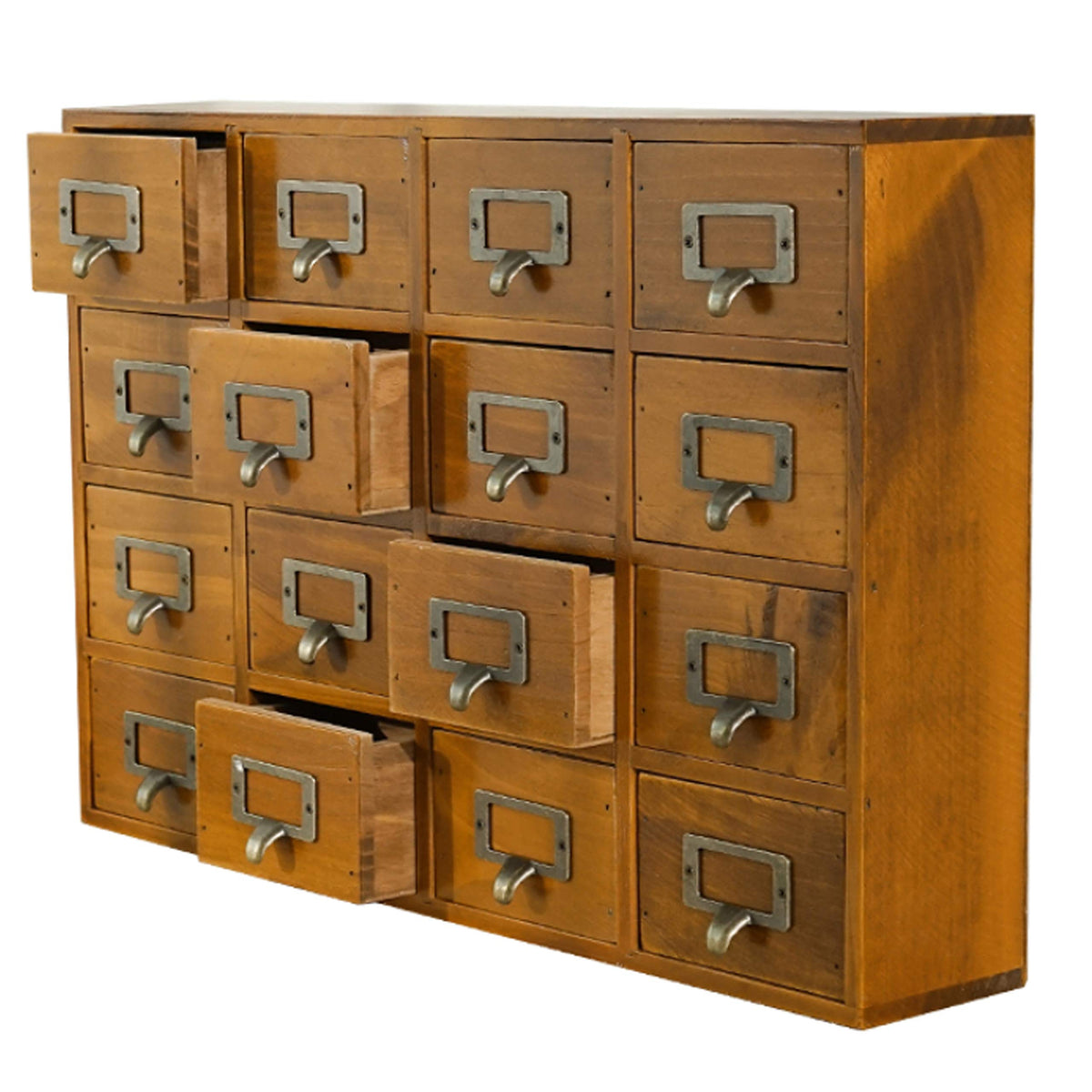 Modular Stackable Apothecary Cabinet 4 Drawer Desk Organizer - Retro Library Card Catalog Wood Storage Box - Organize Stationery, Thread Embroidery, Sewing, Crafts, Junk Drawer & Supplies Countertop