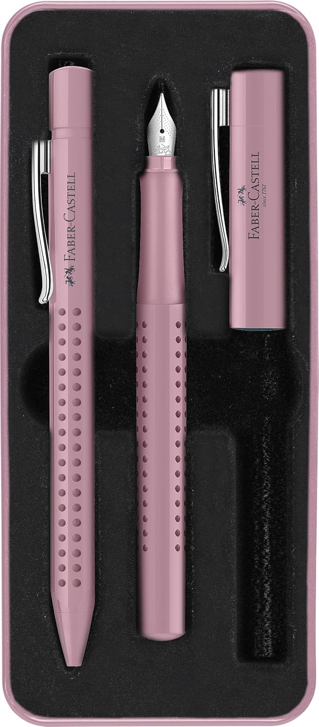 Faber-Castell Grip 2010 Harmony Fountain & Ballpoint Pen Gift Set - Coconut Milk: Fountain Pen Set with Broad Nib & Smooth Ballpoint Pen, Great for Journaling, Graduation Gifts & Father's Day