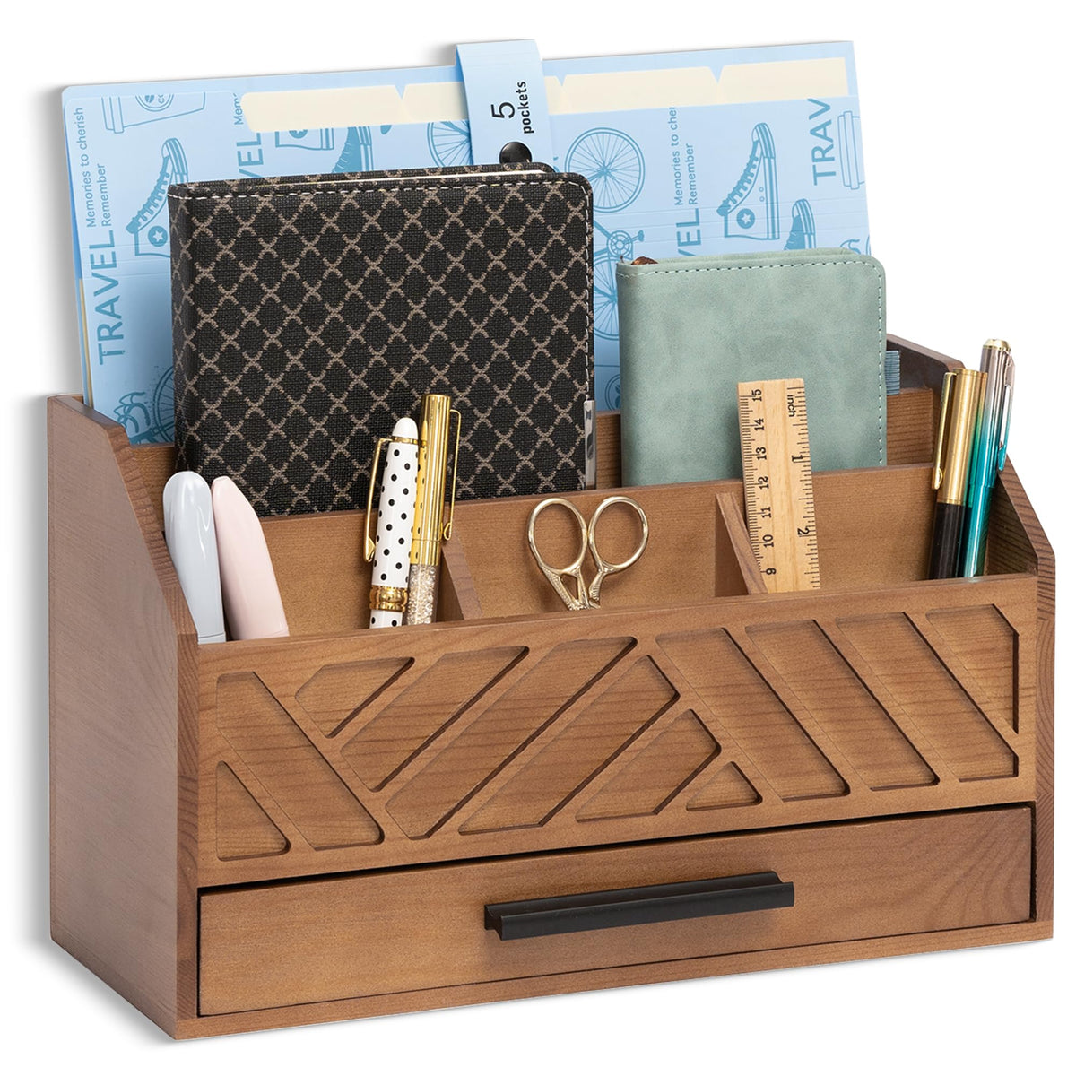 Desk Organizer with Drawer, Countertop Bill Mail Organizer and File Storage