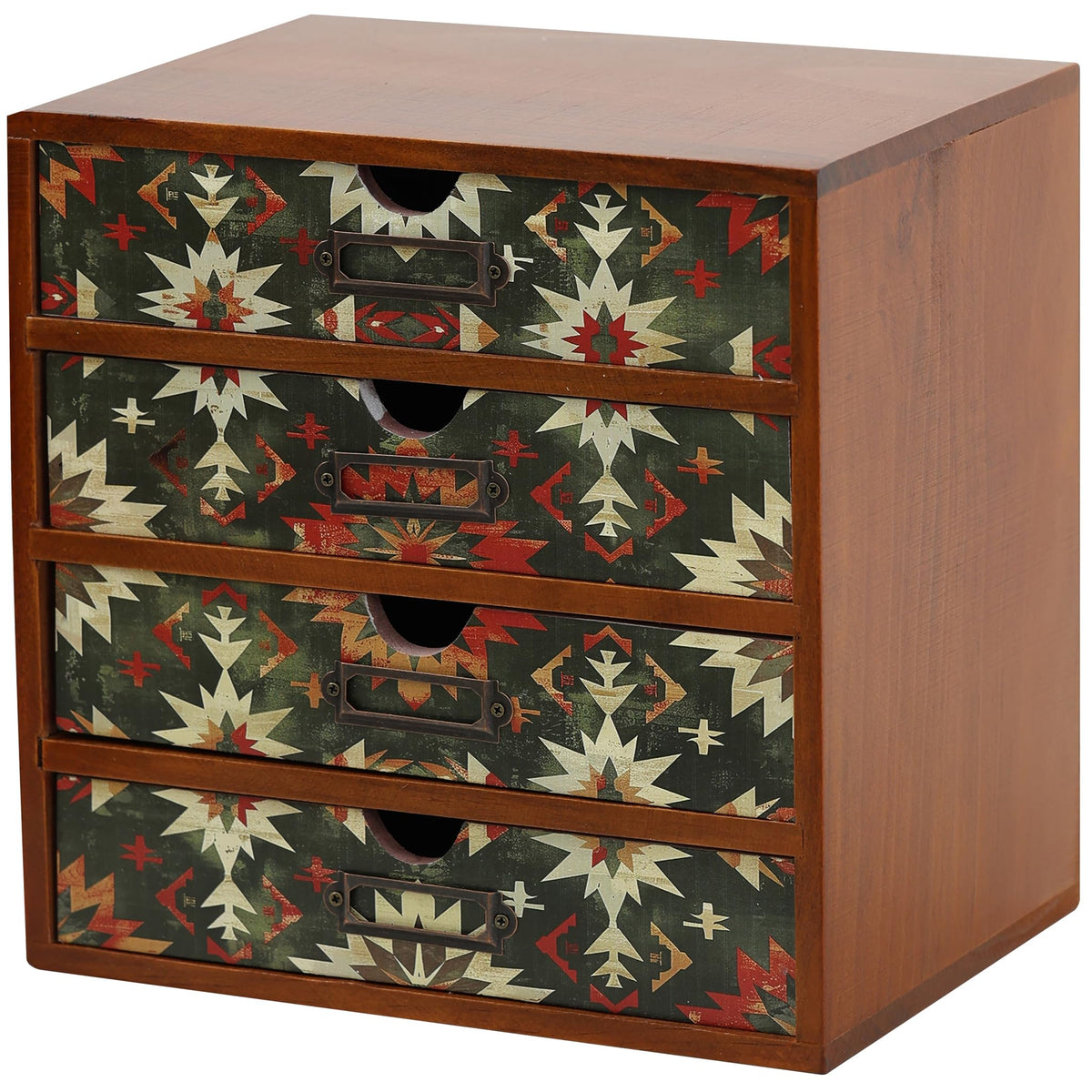 4-Drawer Vintage Desk Wood Storage Box With Drawers in Floral Chintz - Wooden Table Organizer I End Clutter & Dullness, Personalize Your Workspace - Beautiful Flower Design for Office & Home