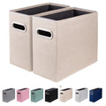 4 Packs Letter Size File Organizer, File Folders Organizer, Fabric Storage Box, Collapsible Paper Organizer with Metal Handle, Smooth PVC Rails, Only Box (Beige)