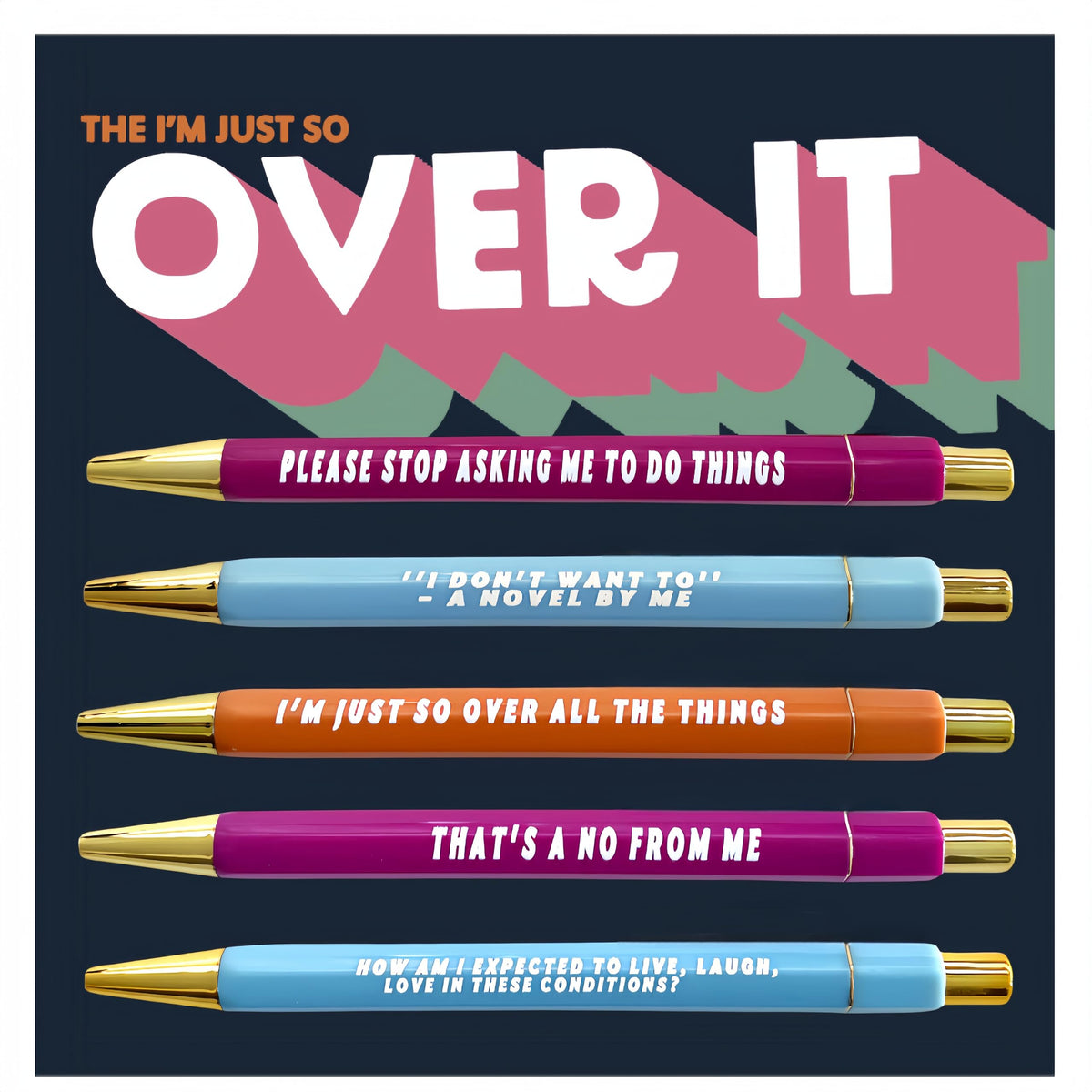 Jxueych 5pcs Cancer Pen Set - Funny Personalized Pens with Inspirational Quotes - Ideal Gift for Friends and Family - Black Ink, Medium Nib 1.0mm