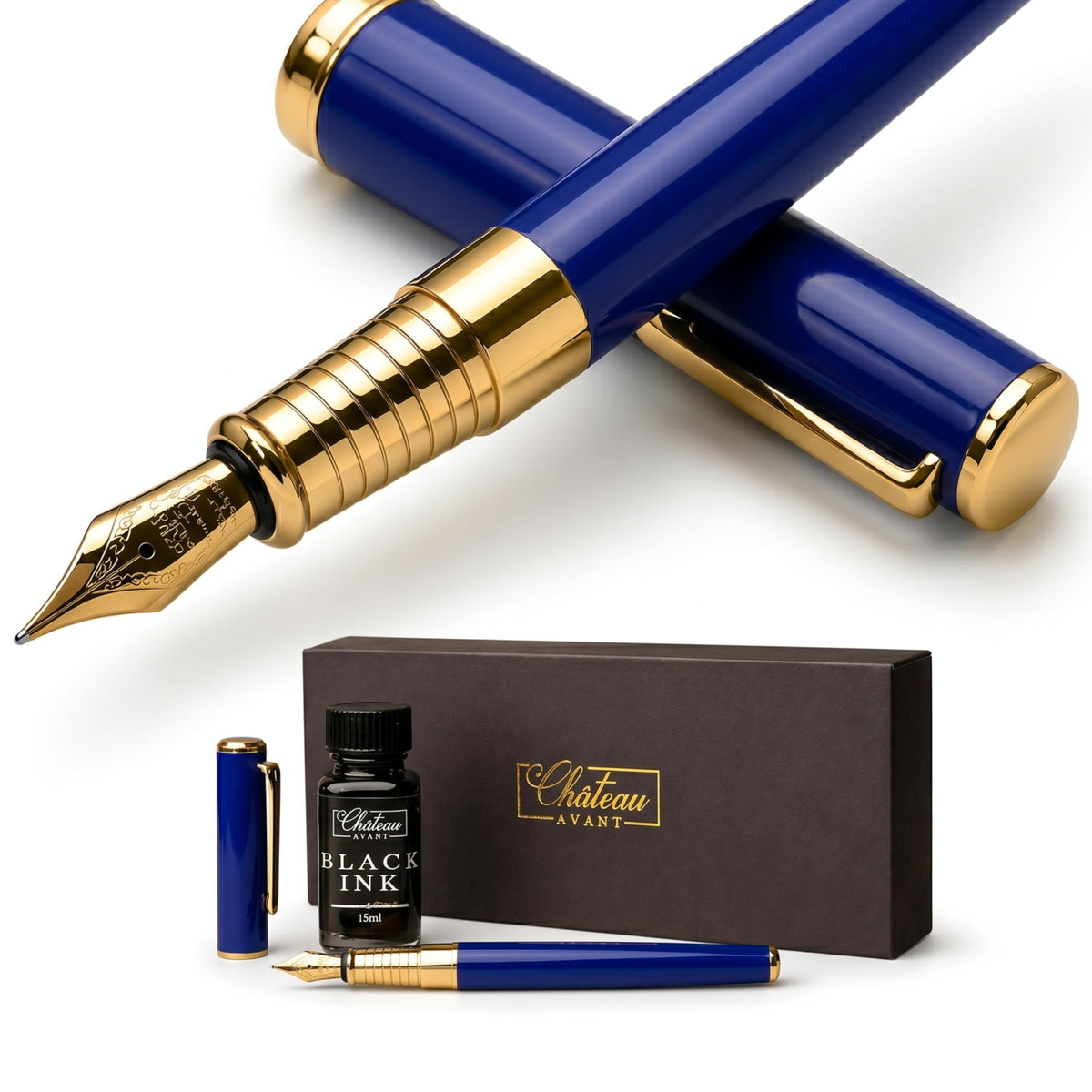 Signature Calligraphy Fountain Pen Gift Set | Black | Fine and Calligraphy Nibs, 10 Ink Cartridges, Ink Bottle and Converter | Writing Gift for Beginners, Graduates and Enthusiasts