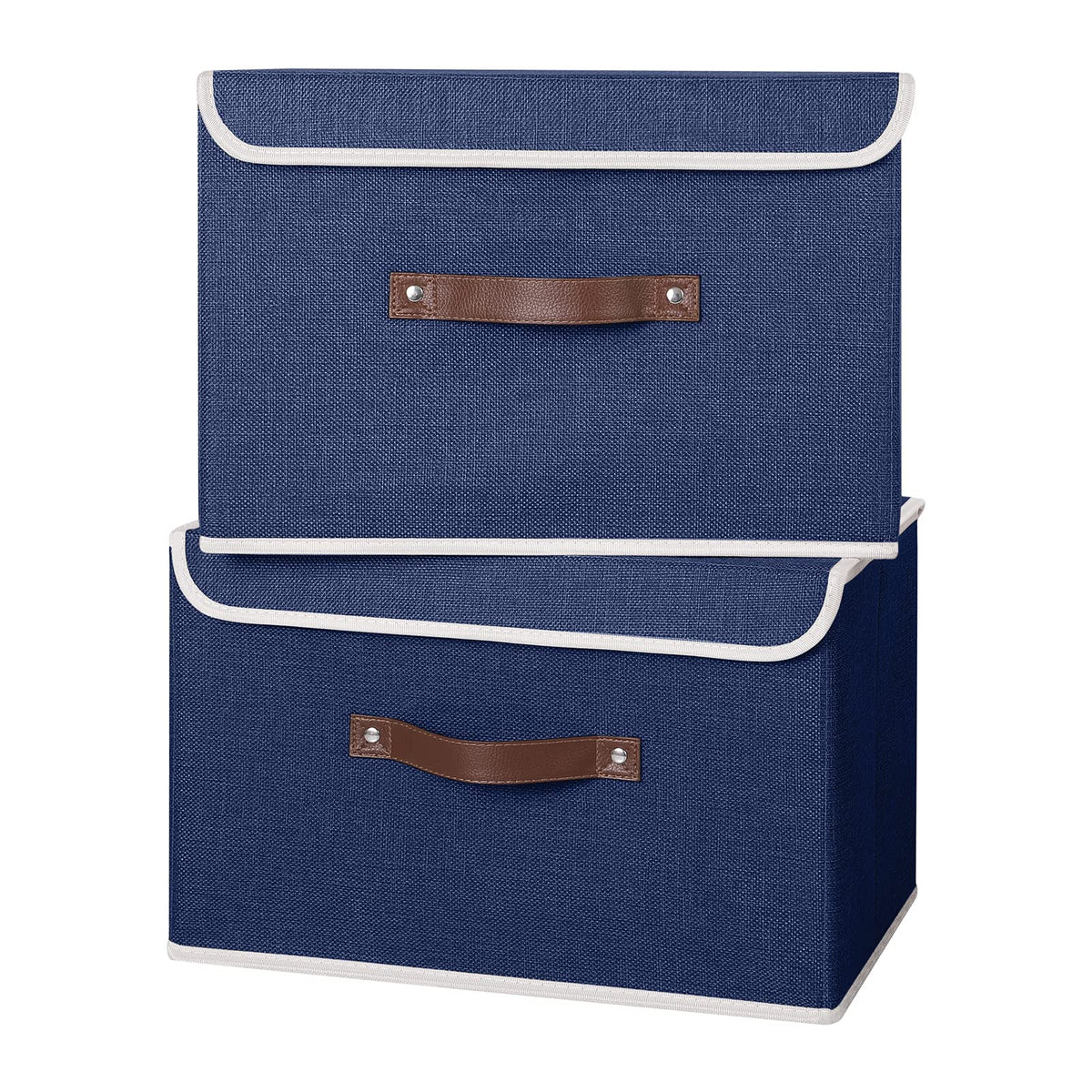 ANMINY Fabric Storage Box Bins with Lids, Green, 10"x8"x7"