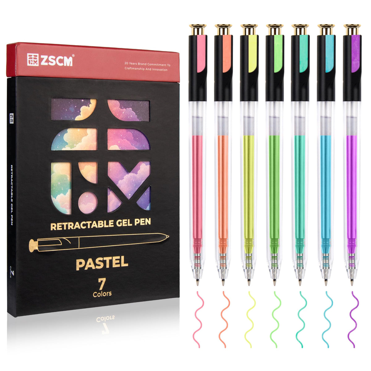 Retractable Macaron Gel Pens, 7 Colors Large Capacity Creamy Pastel Gel Ink Pens for Adult Coloring, 1.0 mm Fine Point Smooth Writing Color Pen for Kawaii Drawing Note Taking Aesthetic Art Supplies
