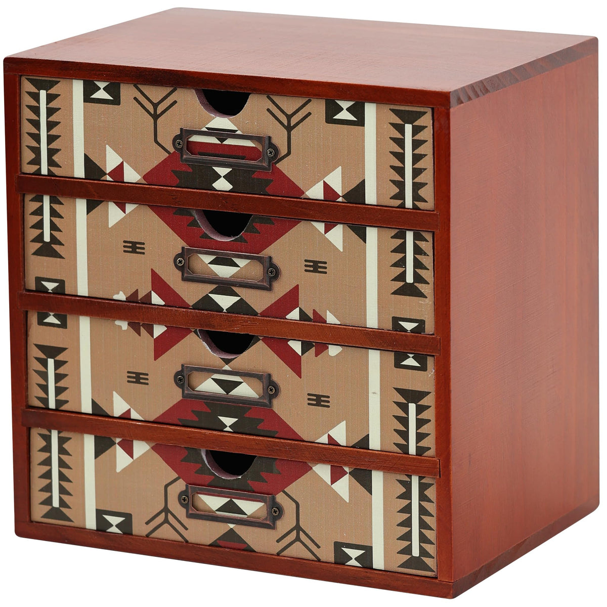 4-Drawer Vintage Desk Wood Storage Box With Drawers in Floral Chintz - Wooden Table Organizer I End Clutter & Dullness, Personalize Your Workspace - Beautiful Flower Design for Office & Home
