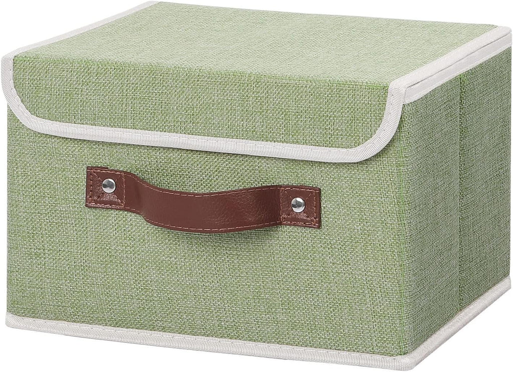 ANMINY Fabric Storage Box Bins with Lids, Green, 10"x8"x7"