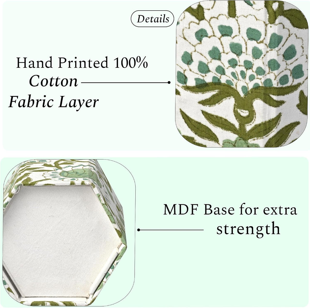 CPC Agate Green Block Print Cotton Pen Holder Set of 2