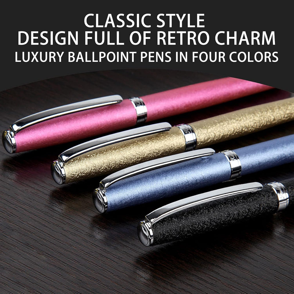 Nice pens,luxury pen with cace,fancy pens Ballpoint Pen Smooth writing experience stylish design effortless writing executive pen-Gift Box with 0.5mm Black Extra 2 Refill (Blue)