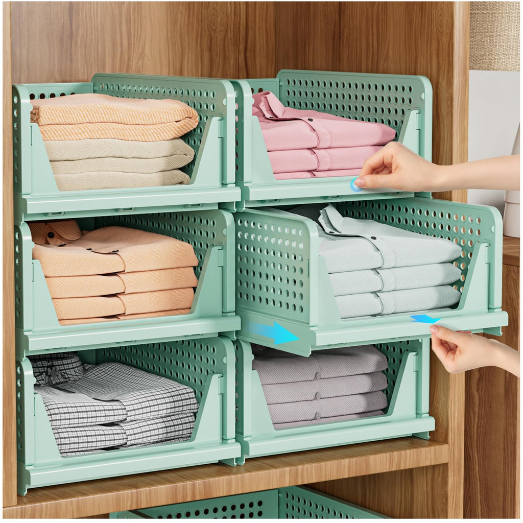 SNSLXH Closet Organizers and Storage, 5 Pack Stackable Closet Bins