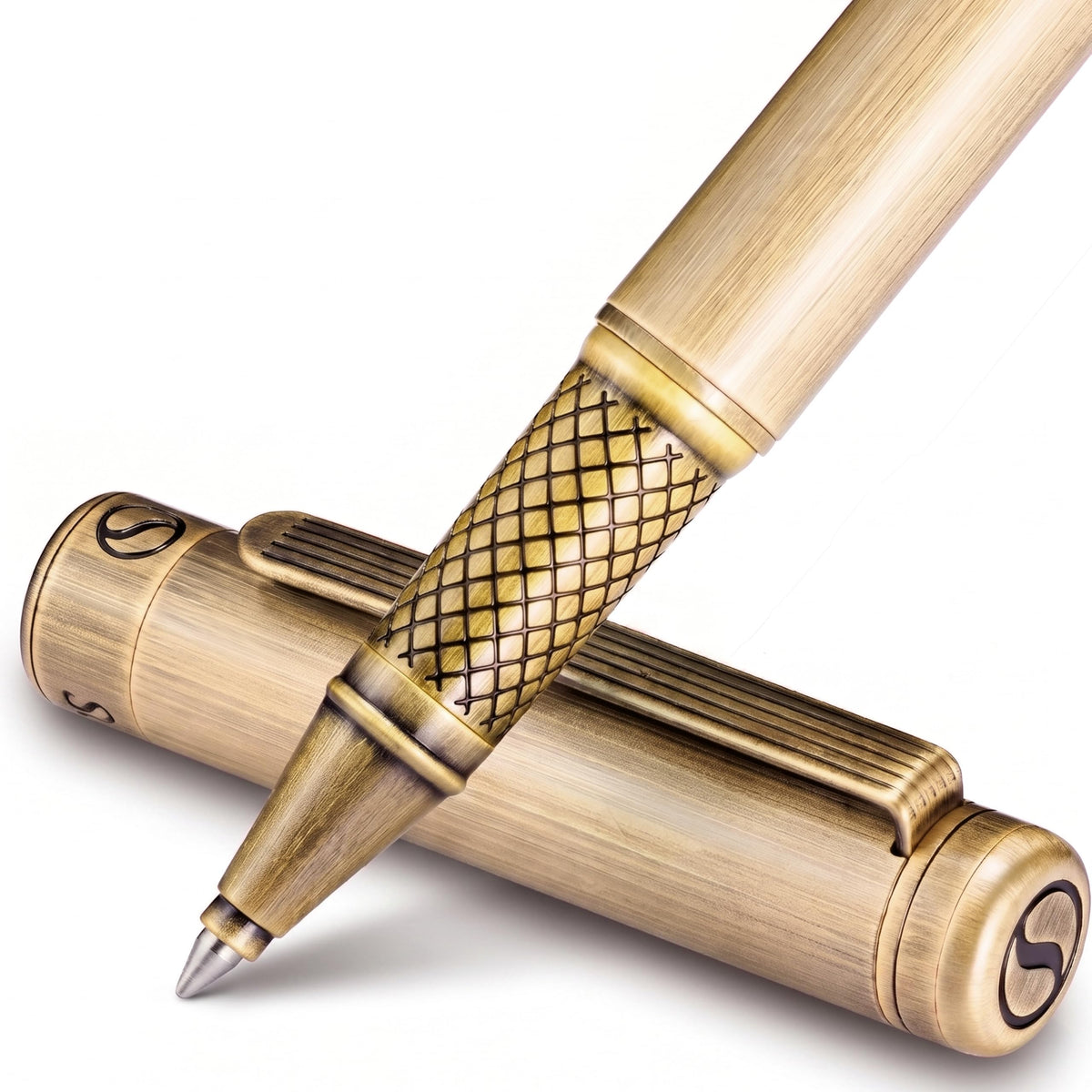 Scriveiner Black Green Rollerball Pen - Stunning Luxury Pen, Chrome Finish, Schmidt Ink Refill, Best Roller Ball Pen Gift Set for Men & Women, Professional, Executive Office