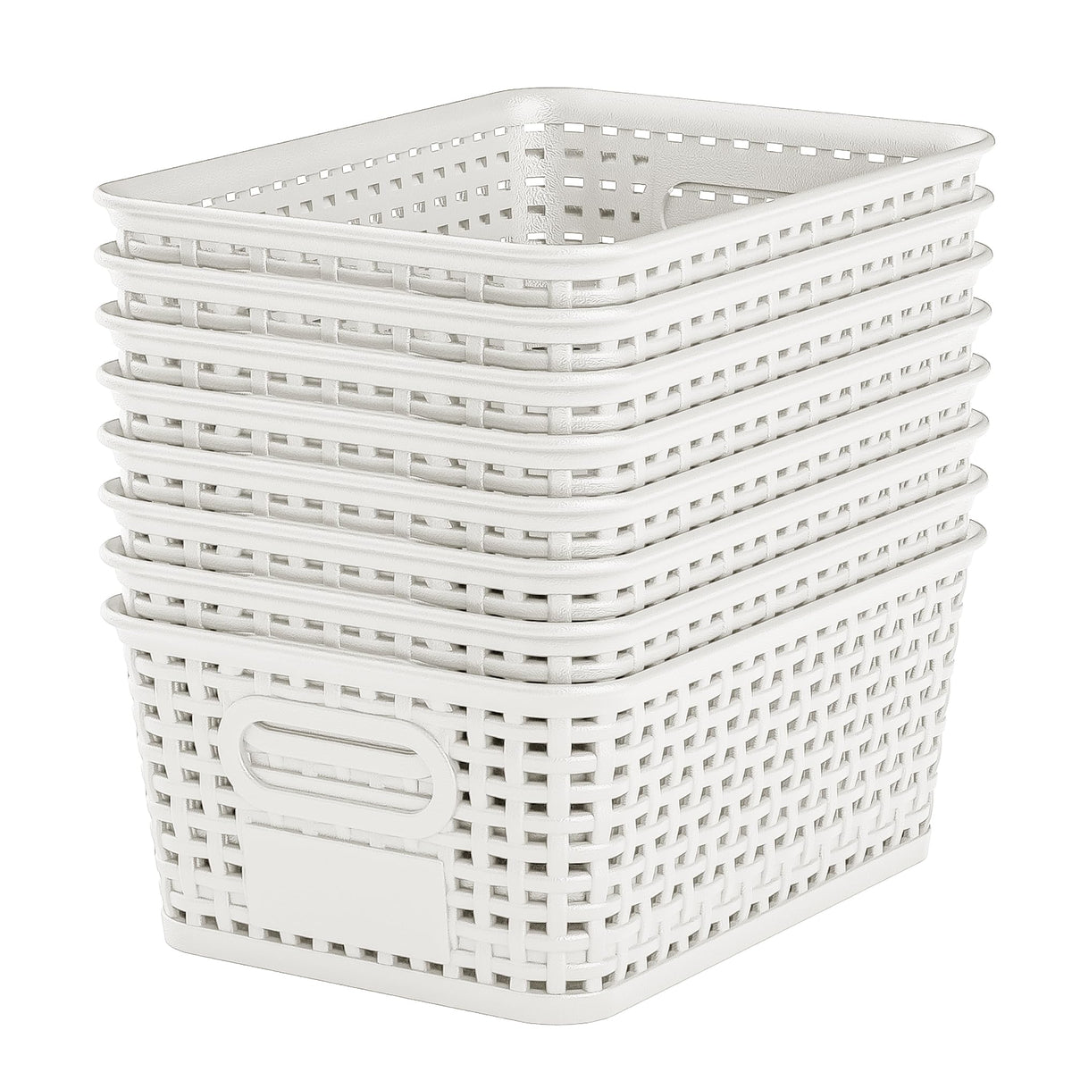 6 Pack Plastic Storage Baskets,White bamboo lid storage Box