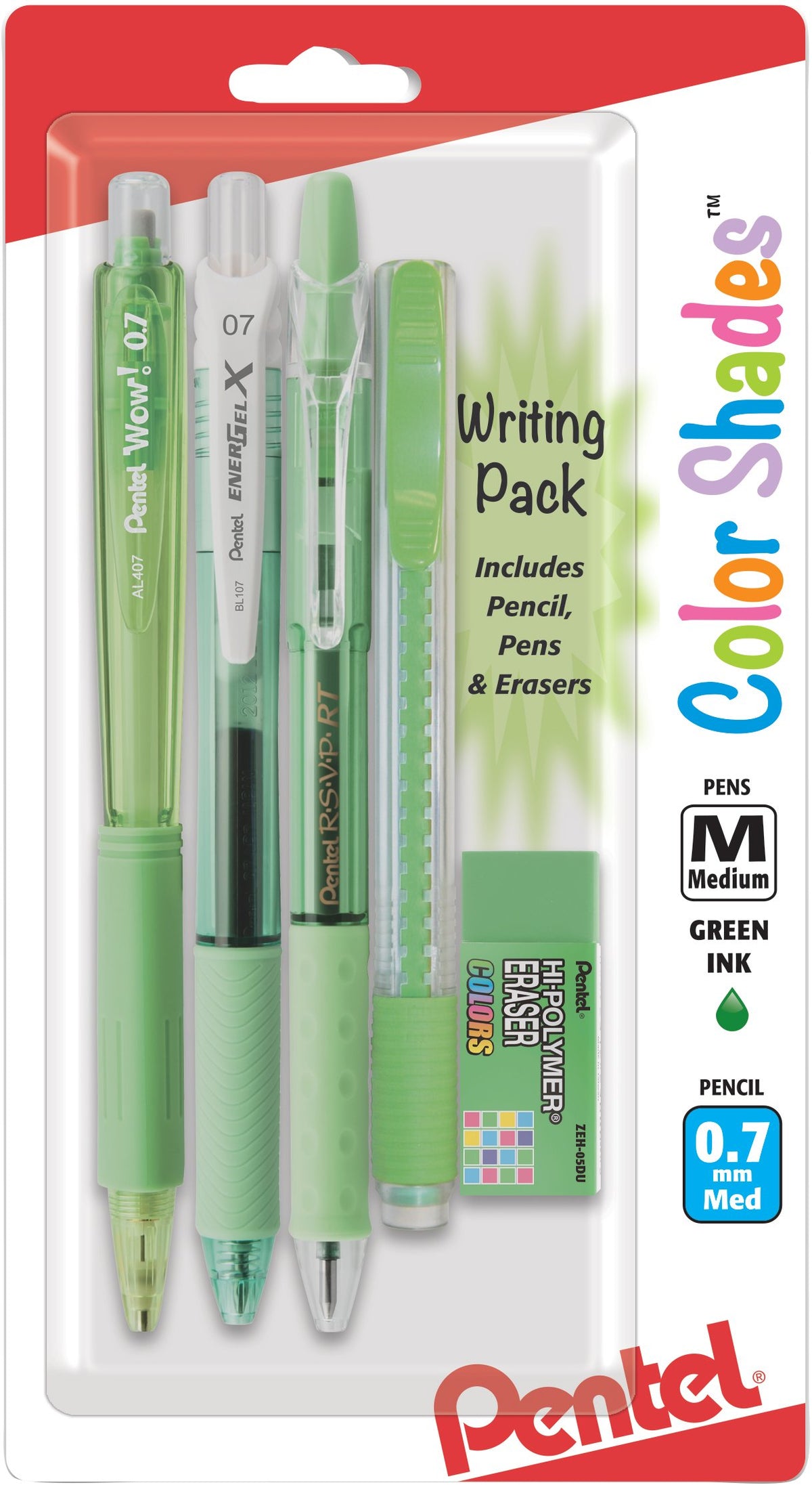 Pentel Color Shades Writing Pack - Includes; Pencil, Pens, and Erasers- Pastel Violet (BLBKALZBPV)
