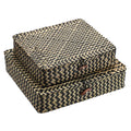 Hipiwe Set of 2 Flat Wicker Storage Basket Bins with Lid Woven Seagrass Box