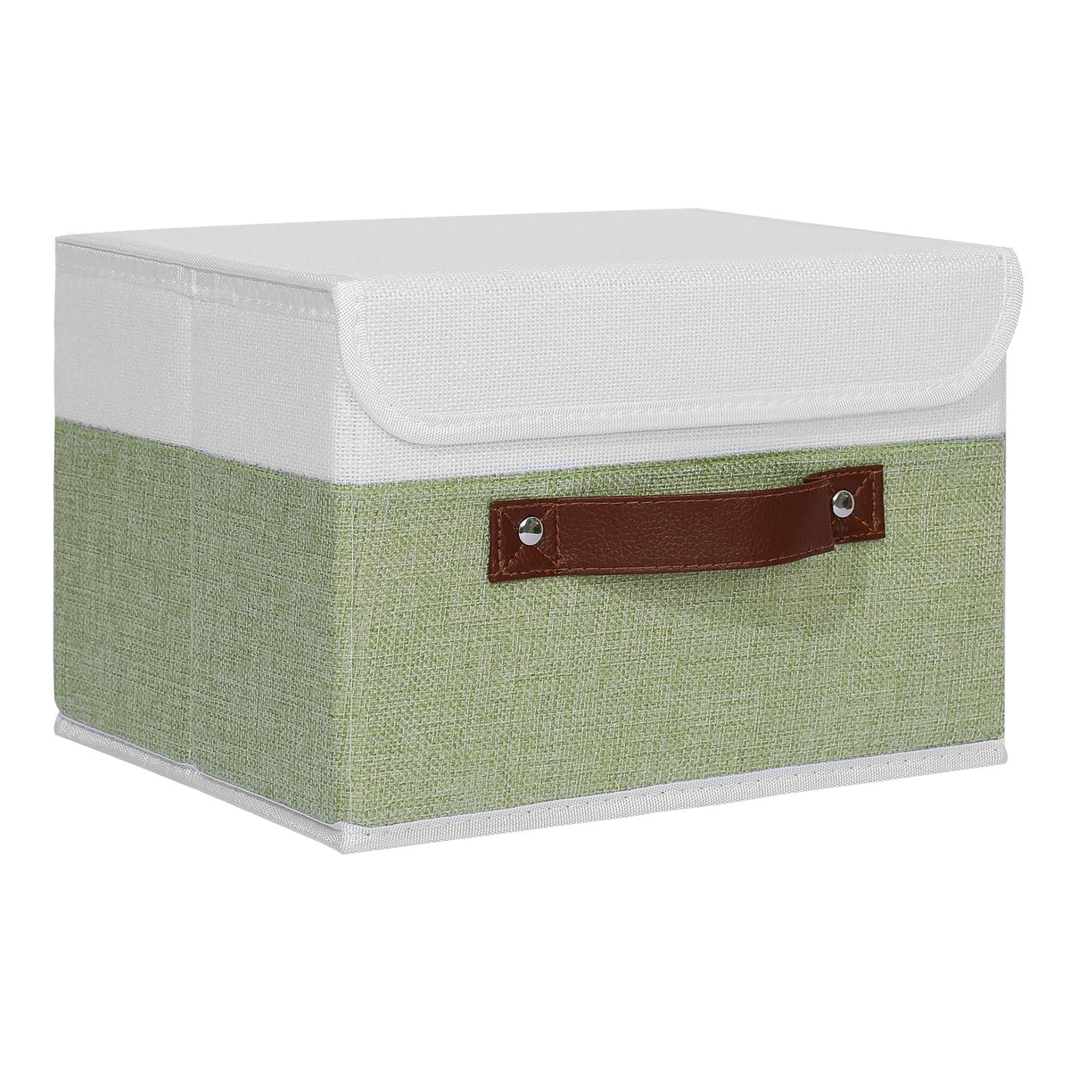ANMINY Fabric Storage Box Bins with Lids, Green, 10"x8"x7"