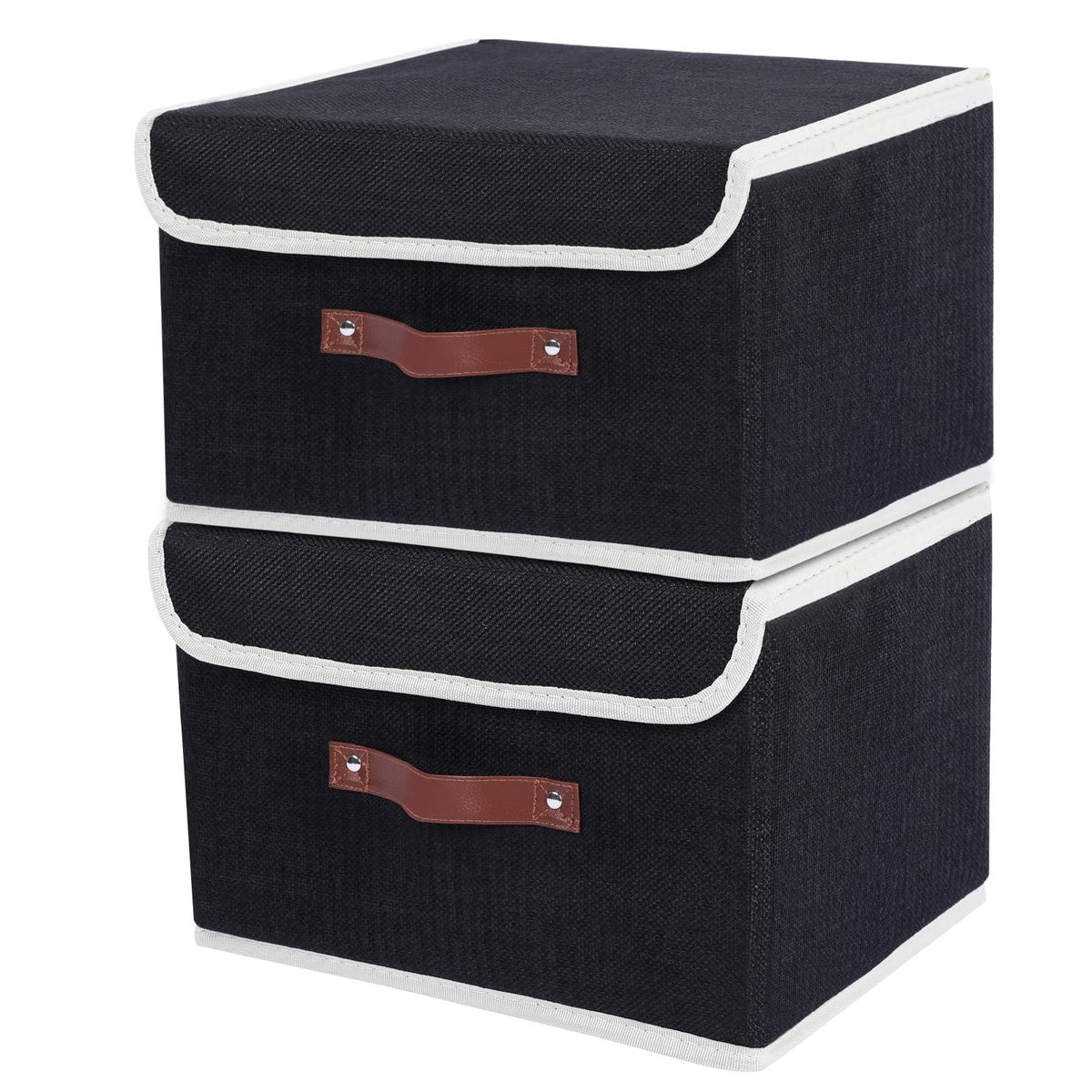 ANMINY Fabric Storage Box Bins with Lids, Green, 10"x8"x7"