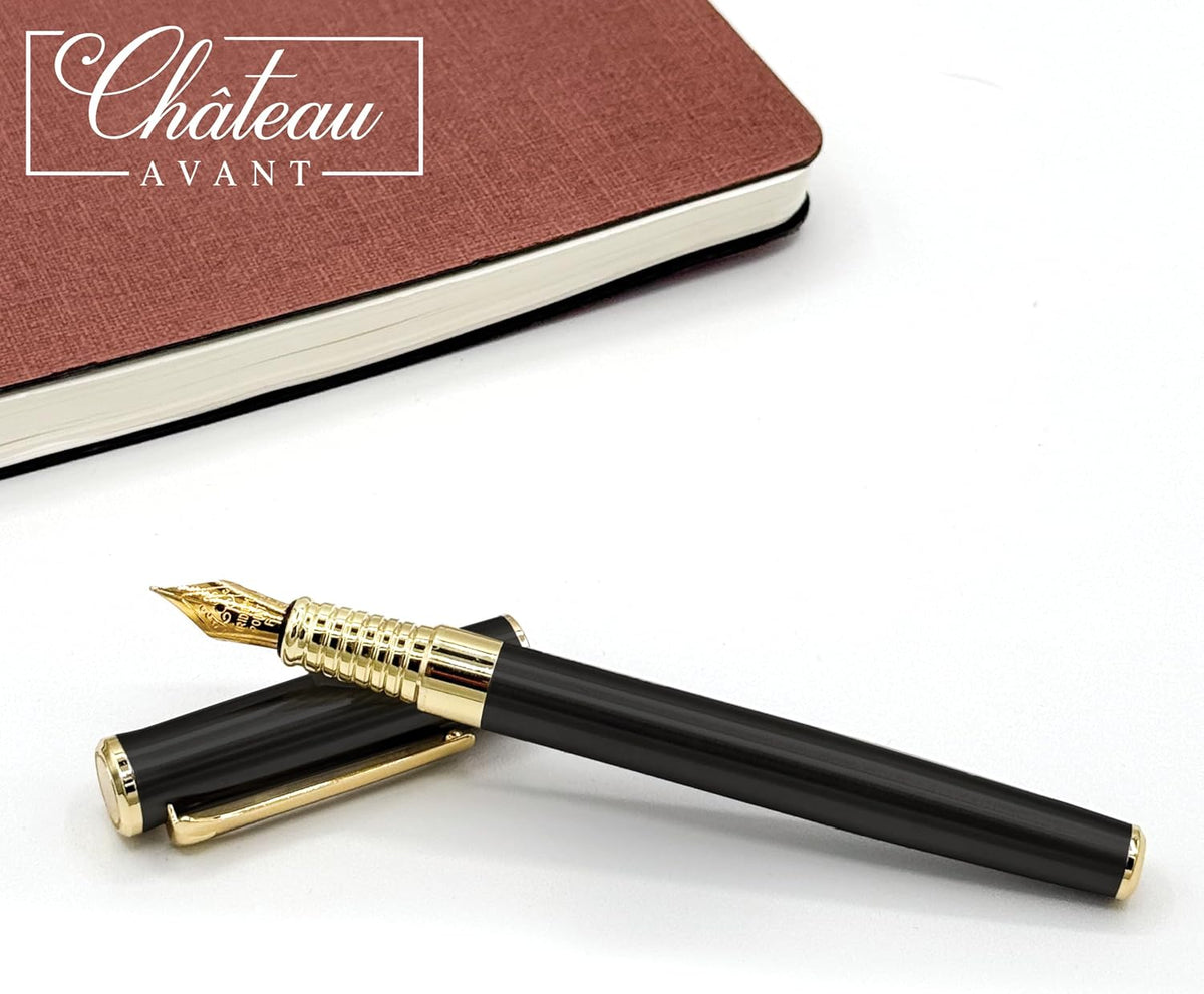 Signature Calligraphy Fountain Pen Gift Set | Black | Fine and Calligraphy Nibs, 10 Ink Cartridges, Ink Bottle and Converter | Writing Gift for Beginners, Graduates and Enthusiasts