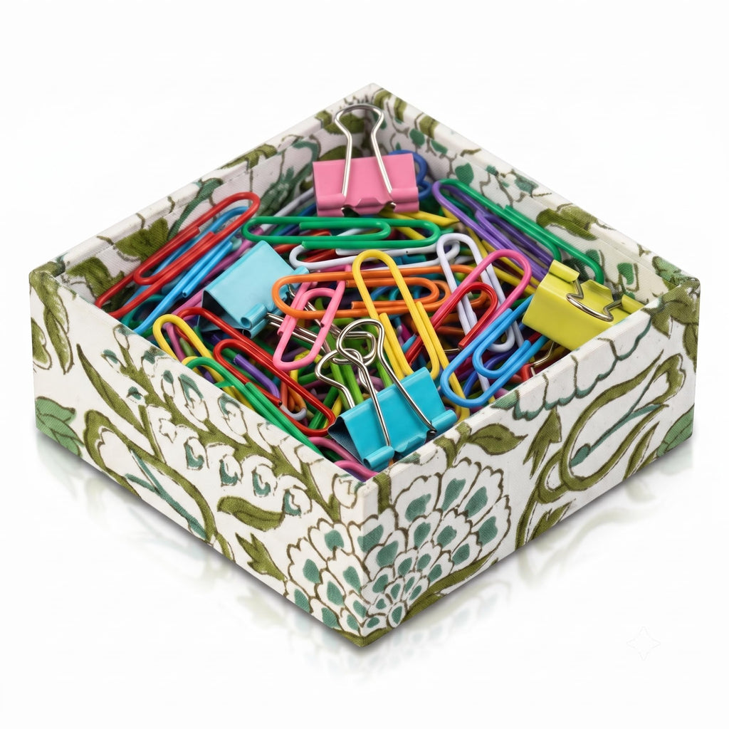 CPC Agate Green Block Print Cotton Pen Holder Set of 2