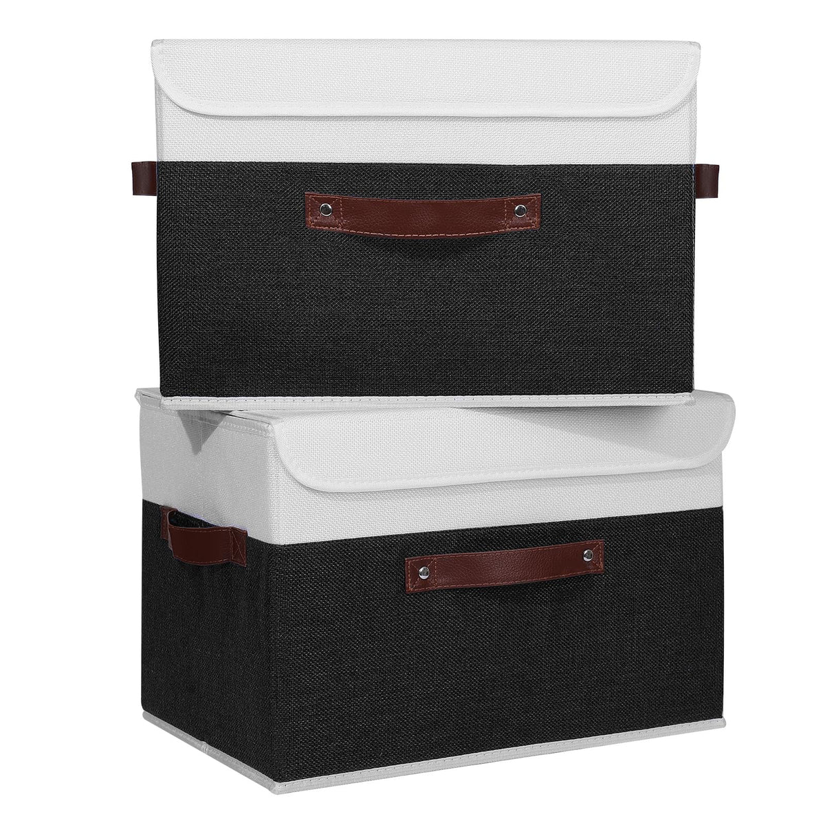 ANMINY Fabric Storage Box Bins with Lids, Green, 10"x8"x7"