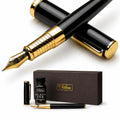 Signature Calligraphy Fountain Pen Gift Set | Black | Fine and Calligraphy Nibs, 10 Ink Cartridges, Ink Bottle and Converter | Writing Gift for Beginners, Graduates and Enthusiasts
