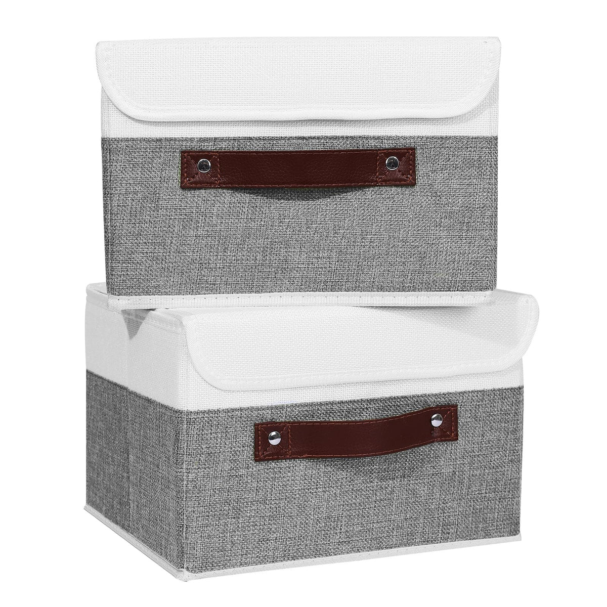 ANMINY Fabric Storage Box Bins with Lids, Green, 10"x8"x7"