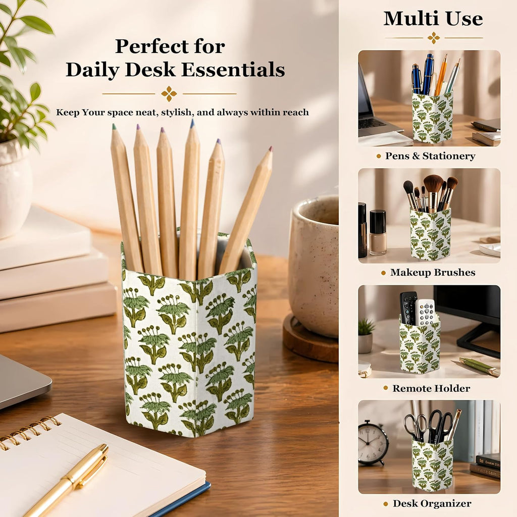 CPC Emerald Green Block Print Cotton Pen Holder Set of 2