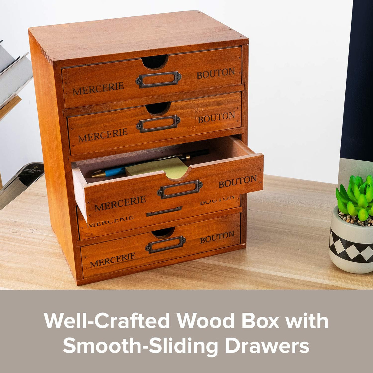 Vintage 5-Drawer Wooden Desk Organizer - Craft Storage - Rustic Shelf Drawer - Home Bedazzling, Rhinestone Organizers and Accessories - Embroidery Floss - Apothecary Cabinet, Art Storage I Stackable