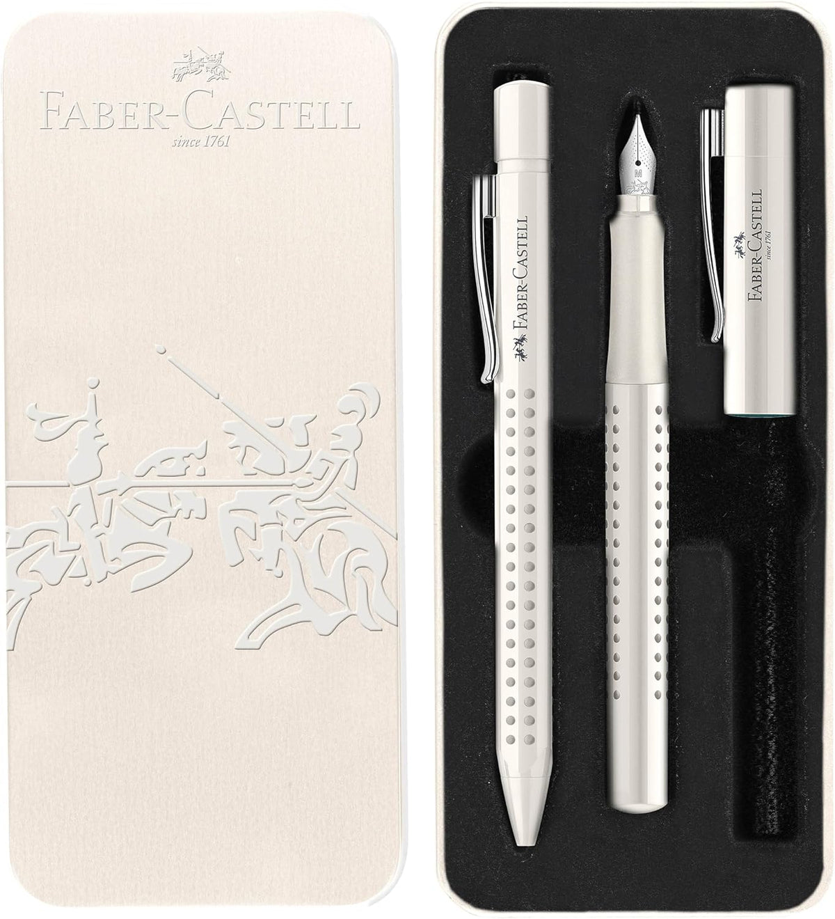 Faber-Castell Grip 2010 Harmony Fountain & Ballpoint Pen Gift Set - Coconut Milk: Fountain Pen Set with Broad Nib & Smooth Ballpoint Pen, Great for Journaling, Graduation Gifts & Father's Day