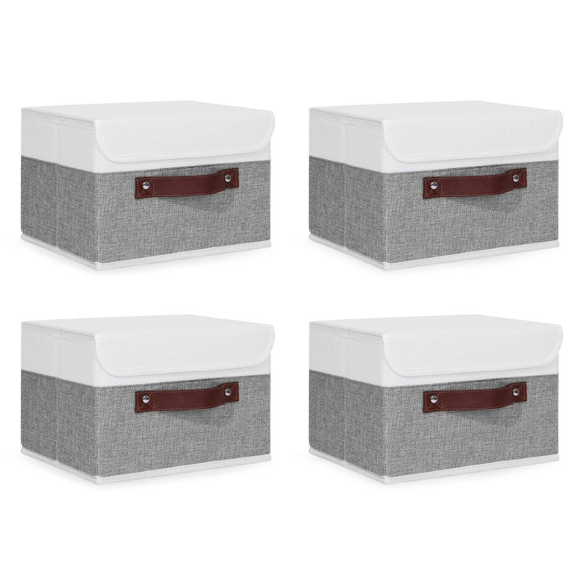ANMINY Fabric Storage Box Bins with Lids, Green, 10"x8"x7"