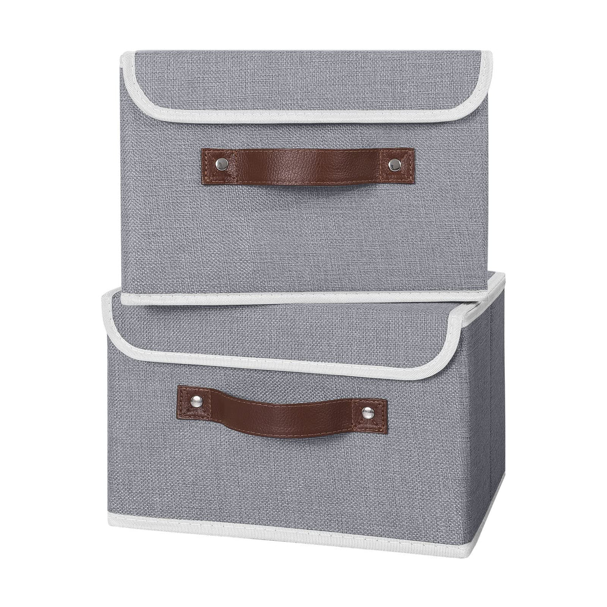 ANMINY Fabric Storage Box Bins with Lids, Green, 10"x8"x7"