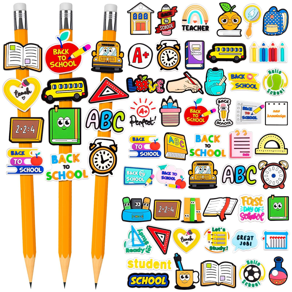 WDAHDHP Pencil Clip Topper, 50 Pcs Different Pencil Topper Decoration, Cute Pencil Charms for Kids Students School Gifts Classroom Rewards