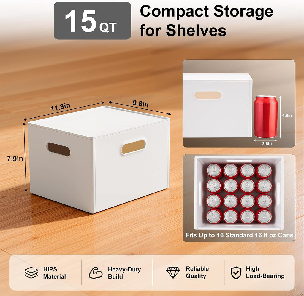 Plastic Storage Box with Lids, Stackable, 4 Side Handles, 2 Pack-M