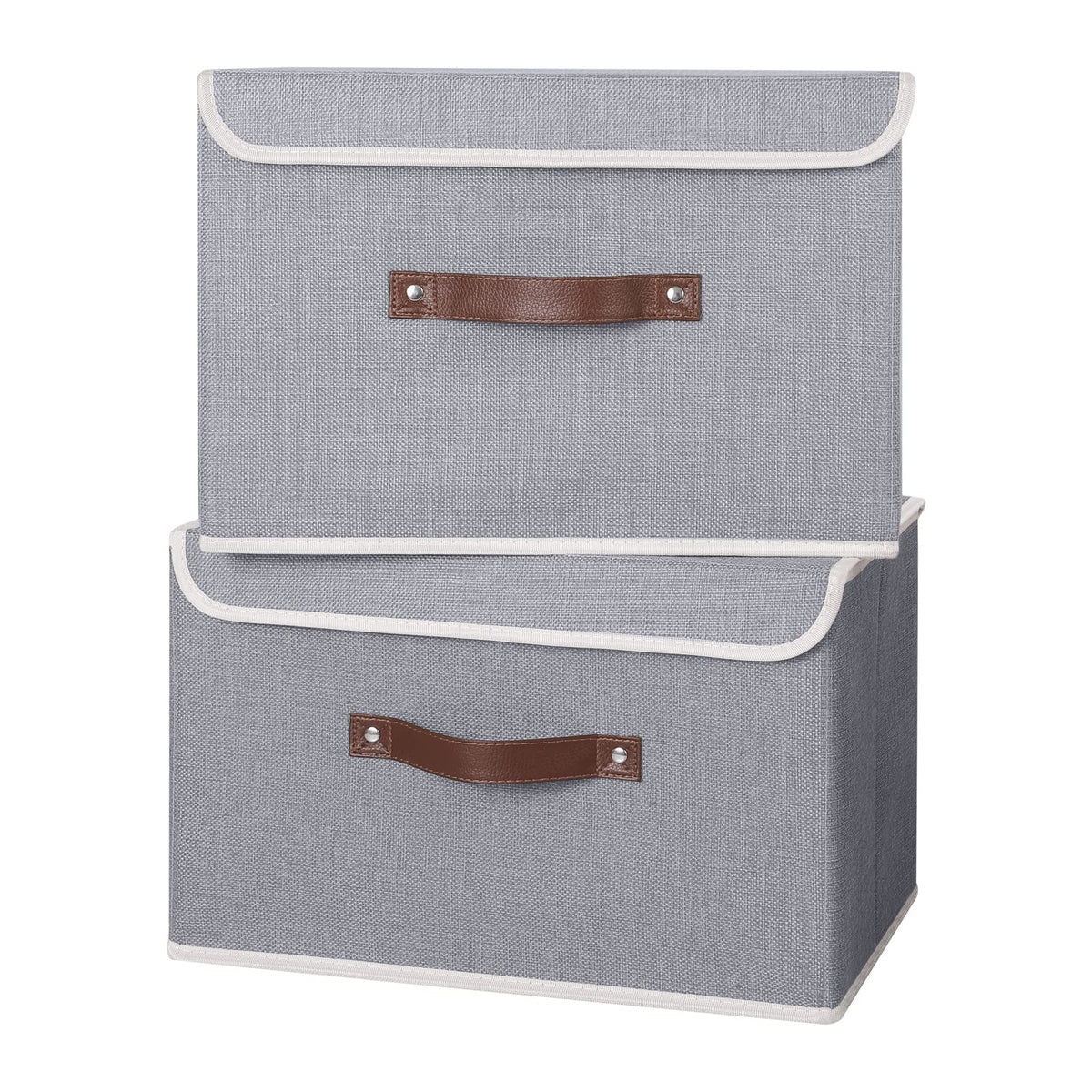 ANMINY Fabric Storage Box Bins with Lids, Green, 10"x8"x7"