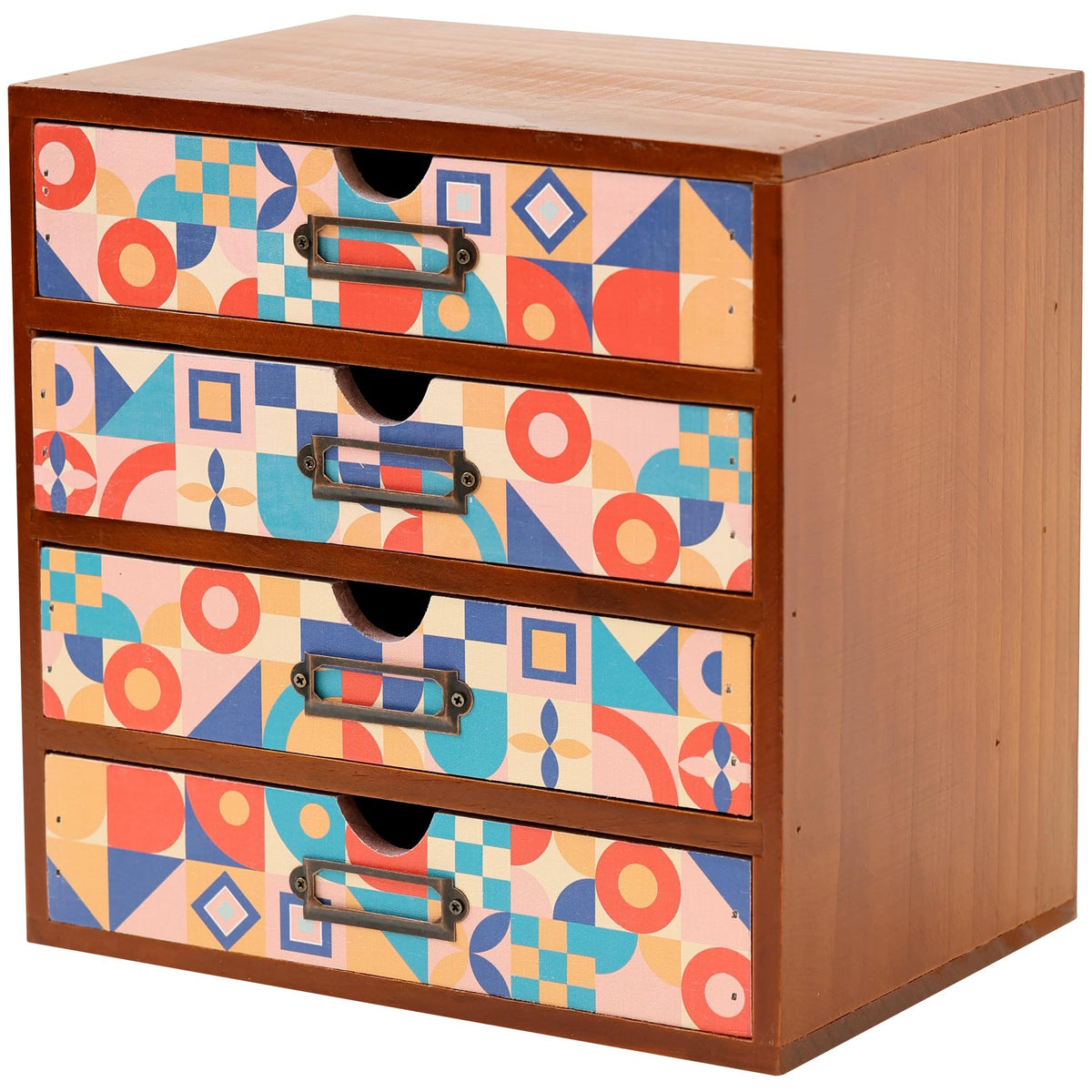 4-Drawer Vintage Desk Wood Storage Box With Drawers in Floral Chintz - Wooden Table Organizer I End Clutter & Dullness, Personalize Your Workspace - Beautiful Flower Design for Office & Home