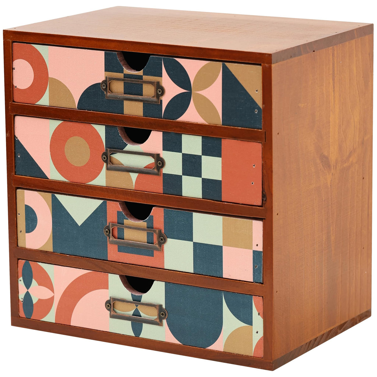 4-Drawer Vintage Desk Wood Storage Box With Drawers in Floral Chintz - Wooden Table Organizer I End Clutter & Dullness, Personalize Your Workspace - Beautiful Flower Design for Office & Home