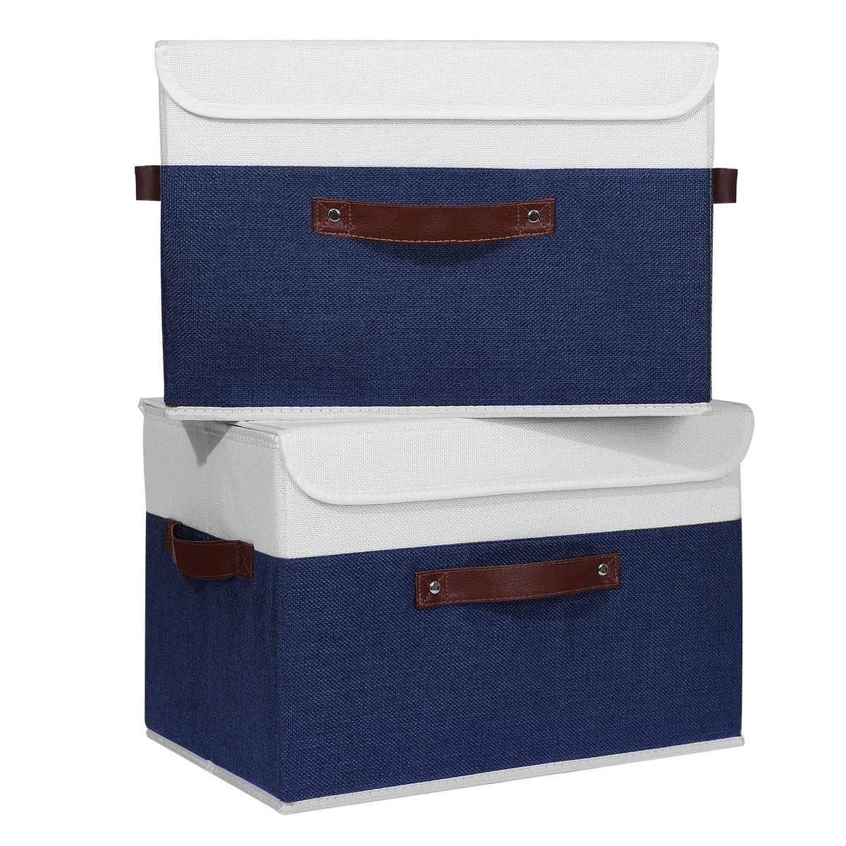 ANMINY Fabric Storage Box Bins with Lids, Green, 10"x8"x7"